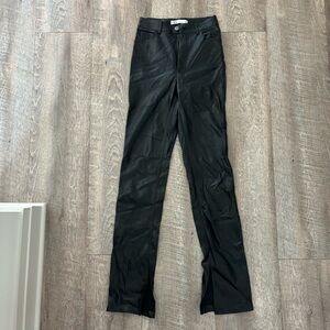 Zara Black Leather-Style Trousers